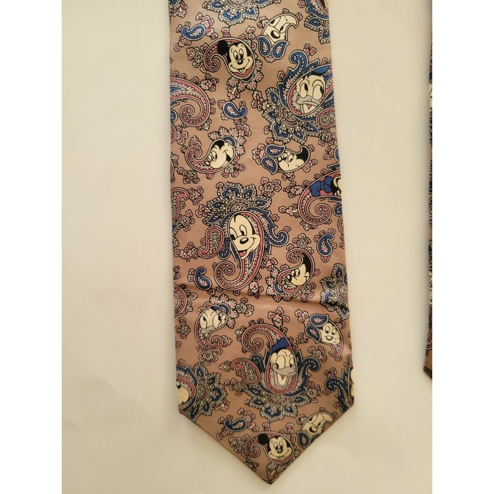 Vintage Balancine The Tie Works Disney Paisley Neck Tie‎ Gray Mauve Blue Silk